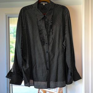 COPY - Black/White Polka Dot Dress Shirt. Size 24 fitted.